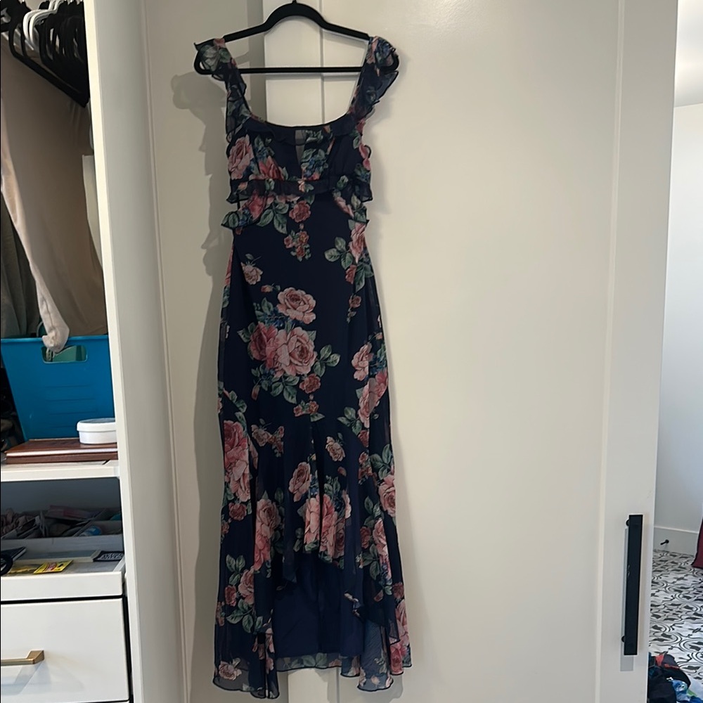 VICI DOLLS Cutout, backless Floral Navy Dress